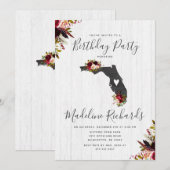 Florida State rustieke verjaardagsfeestuitnodiging Kaart (Voorkant / Achterkant)