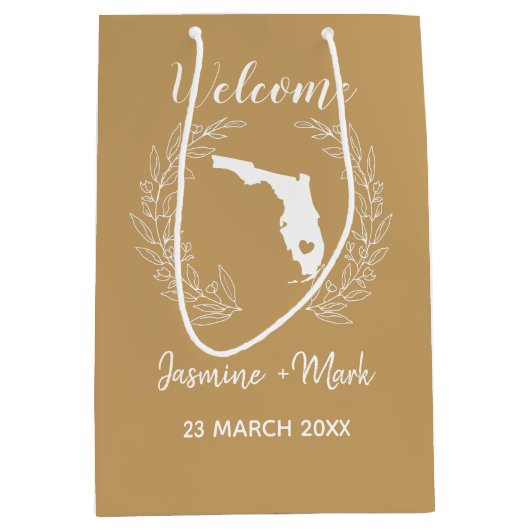 Florida State Silhouette Wedding Jubileum Medium Cadeauzakje (Voorkant)