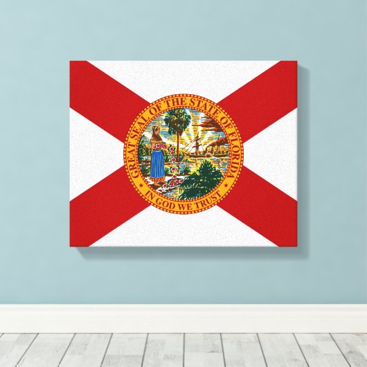 Florida State Vlag Canvas Print (Insitu (Houten vloer))