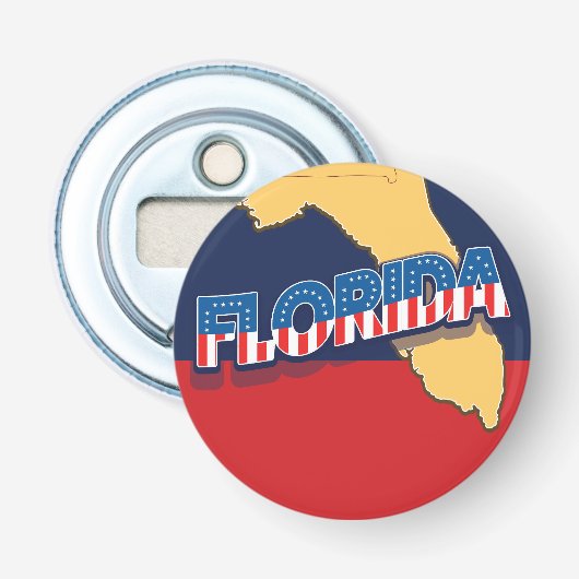 Florida sterren en Strepen kaart Button Flesopener (Voorkant)