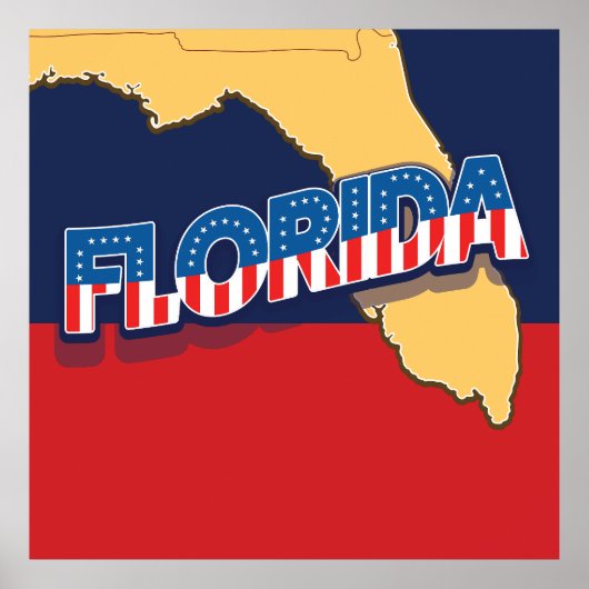 Florida sterren en strepen kaart poster (Voorkant)
