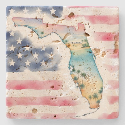 Florida Stone Coaster  Stenen Onderzetter (Voorkant)
