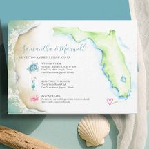 Florida strand aquarel trouwuitnodigingen