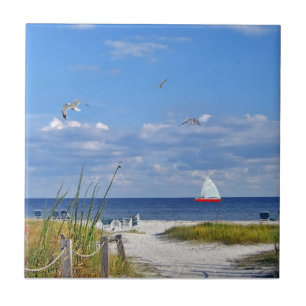 Florida strand met Sailboot Tile Tegeltje