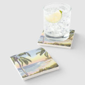  Florida strandscène Stenen Onderzetter (Zijkant)