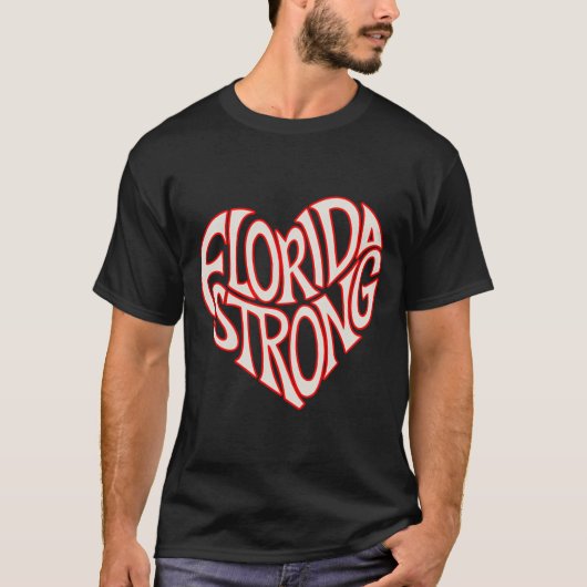 Florida Strong Heart State Pride Tygraphy T Shirt  (Voorkant)