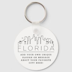 Florida Stylized Skyline   Aangepaste slogan Sleutelhanger