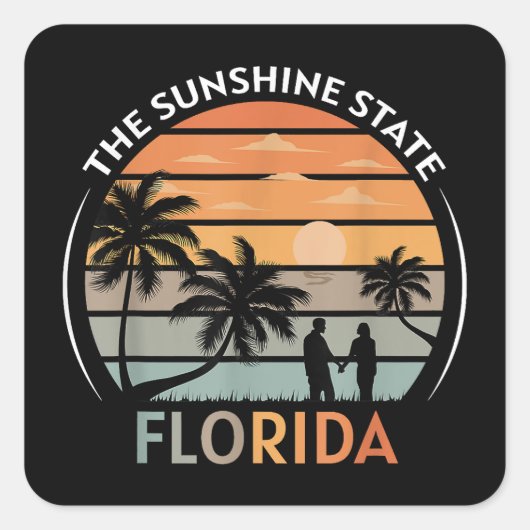 Florida Summer Beach Sunset Vierkante Sticker (Voorkant)
