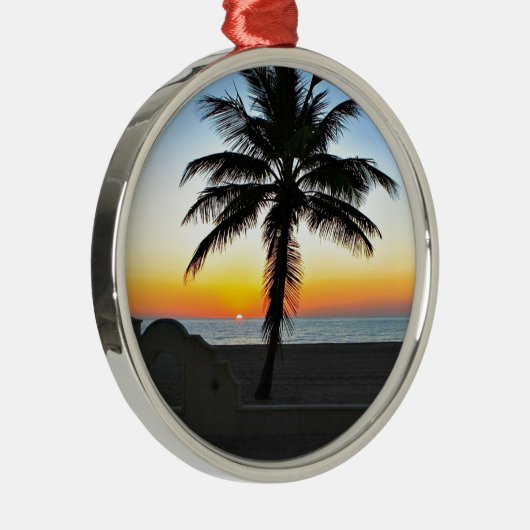 Florida Sunrise met Palm Tree Metalen Ornament (Rechts)