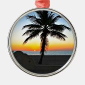 Florida Sunrise met Palm Tree Metalen Ornament (Voorkant)