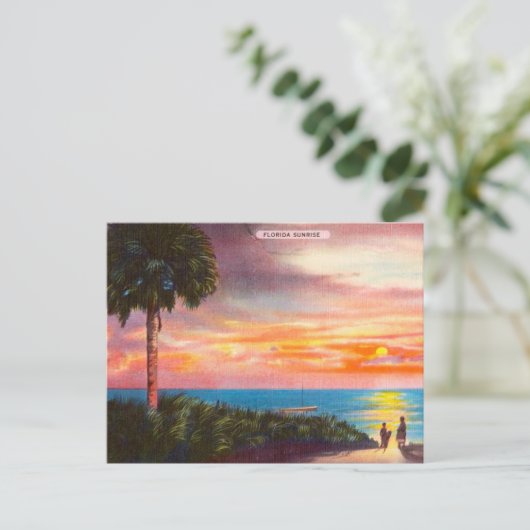  Florida Sunrise Palm Tree en Beach Travel Briefkaart (Staand voorkant)