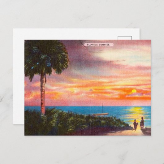  Florida Sunrise Palm Tree en Beach Travel Briefkaart (Voorkant / Achterkant)