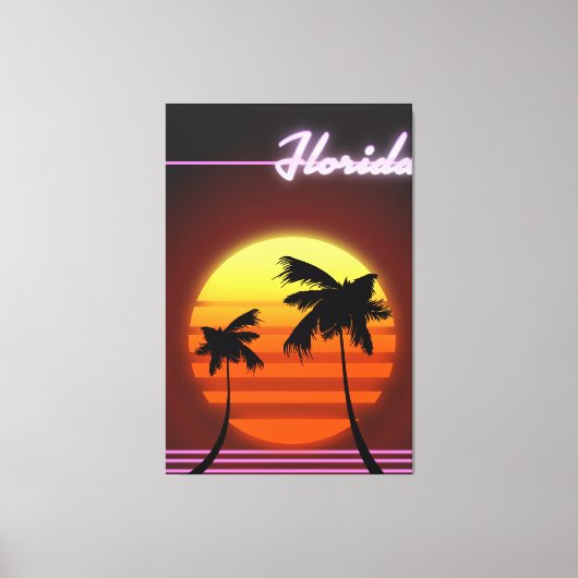 Florida Sunset 1984 poster Canvas Afdruk (Voorkant)