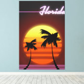 Florida Sunset 1984 poster Canvas Afdruk (Insitu (Houten vloer))