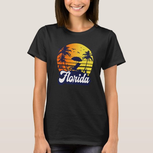 Florida Sunset Beach Retro Premium T-shirt (Voorkant)