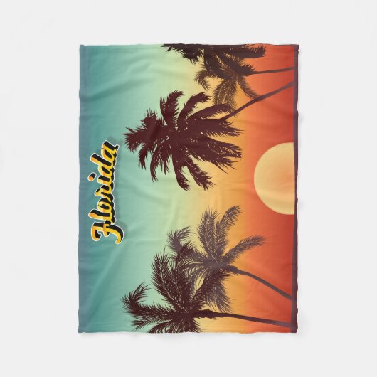 Florida Sunset - Editable Illustration Fleece Deken (Voorkant)