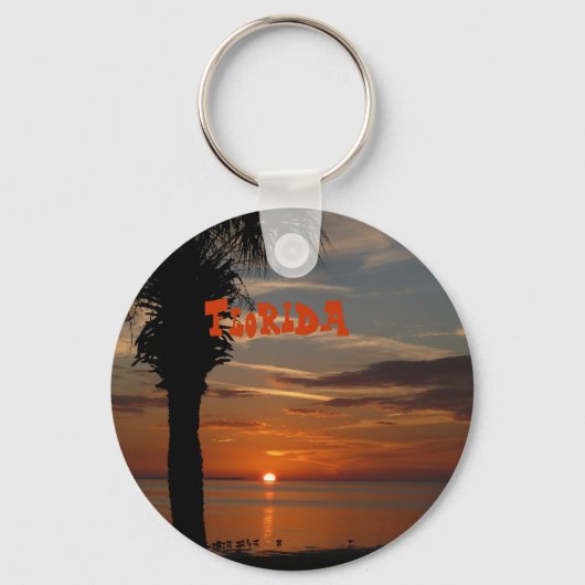 Florida Sunset met Palm Tree sleutelhanger (Voorkant)