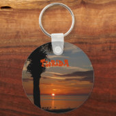 Florida Sunset met Palm Tree sleutelhanger (Voorkant)