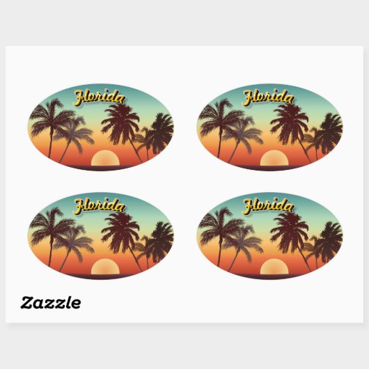 Florida Sunset Ovale Sticker (Vel)