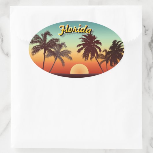 Florida Sunset Ovale Sticker (Tas)