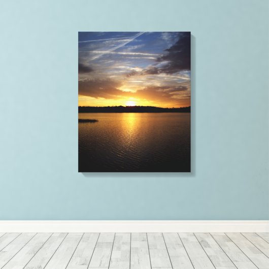 Florida Sunset Over Paynes Prairie Lake Canvas Afdruk (Insitu (Houten vloer))