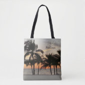 Florida Sunset Palm Tree Monogram Naam Tote Bag (Voorkant)