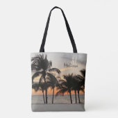 Florida Sunset Palm Tree Monogram Naam Tote Bag (Achterkant)