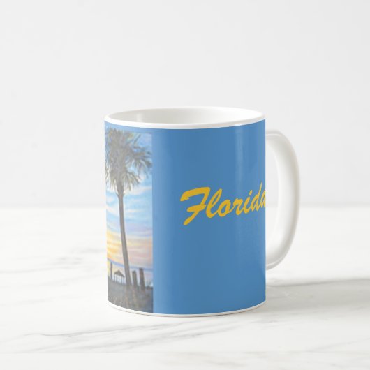 FLORIDA SUNSET PALM TREES COFFEE MOK (Voorkant rechts)