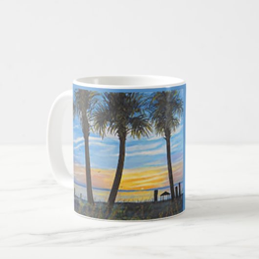 FLORIDA SUNSET PALM TREES COFFEE MOK (Voorkant links)