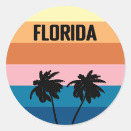 Florida Sunset Palm Trees Reisreis Ronde Sticker