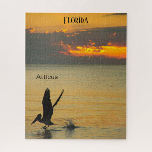 Florida Sunset Pelican trekt de Golfkust in Legpuzzel