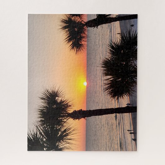 Florida Sunset Scene met Palmbomen Legpuzzel (Verticaal)