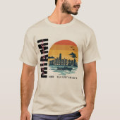 Florida Sunset Skyline Retro Miami Beach T-shirt (Voorkant)