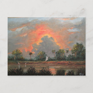Florida Sunset terwijl hij naar Okeechobee reist Briefkaart