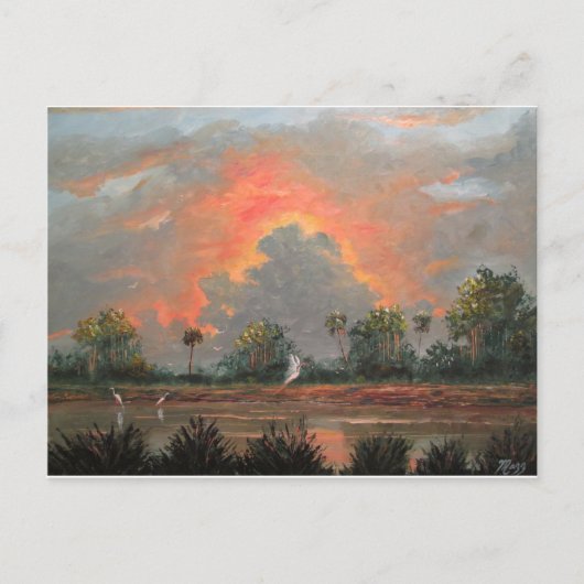 Florida Sunset terwijl hij naar Okeechobee reist Briefkaart (Voorkant)