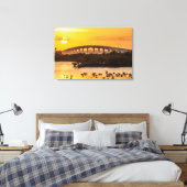Florida Sunset Titusville Bridge Birds in Water Canvas Afdruk (Insitu (Slaapkamer))
