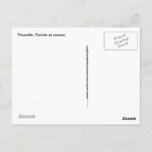 Florida Sunset Travel Photography - Titusville Briefkaart (Achterkant)