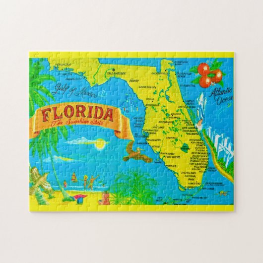 Florida Sunshine Kaart 11x14 Jigsaw Puzzel (Horizontaal)