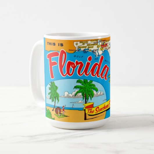 Florida Sunshine Kaart Ansichtkaart Mok (Voorkant links)