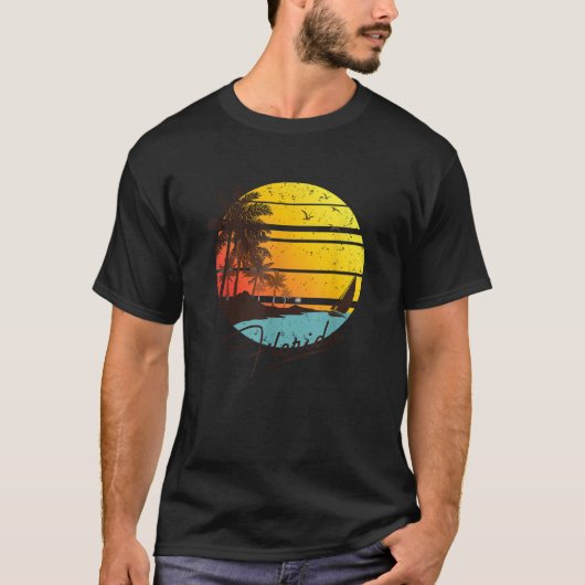 Florida Sunshine State Retro Summer Tropical Beach T-shirt (Voorkant)