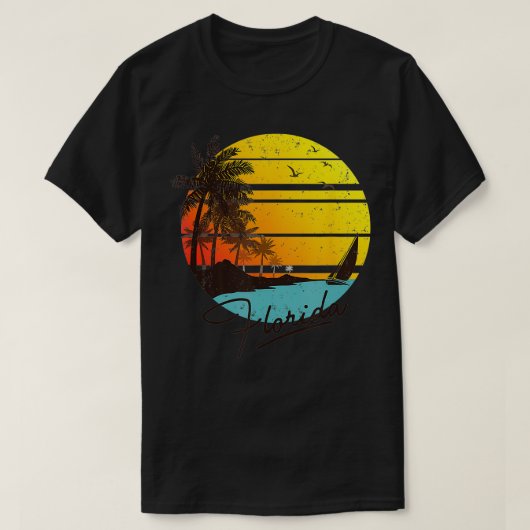 Florida Sunshine State Retro Summer Tropical Beach T-shirt (Design voorkant)
