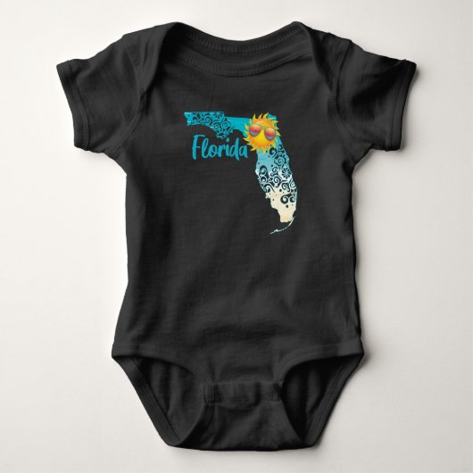 Florida Sunshine Swirl Kaart met Zonnebril Zonnebr Romper (Voorkant)