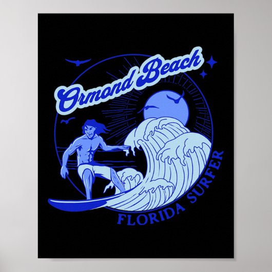 Florida Surfer Ormond Beach Fl Surfstranden Poster (Voorkant)