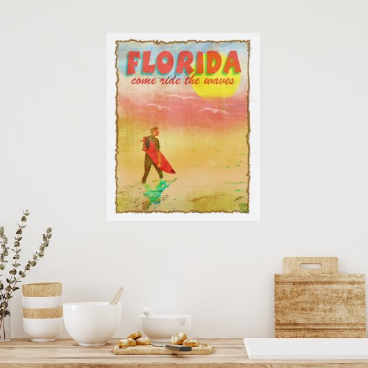 Florida Surfer Poster (Keuken)