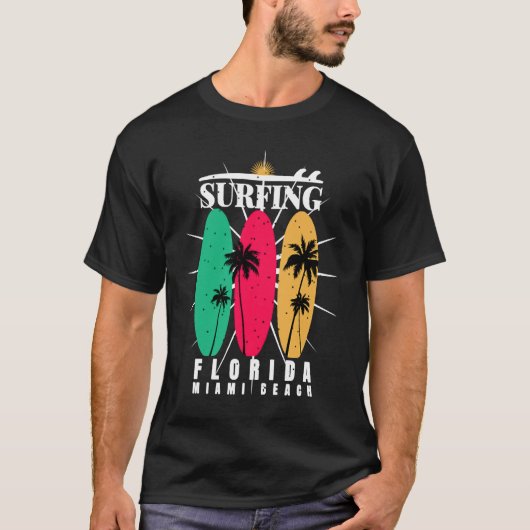 Florida Surfing Summer Beach Sunset T-shirt (Voorkant)