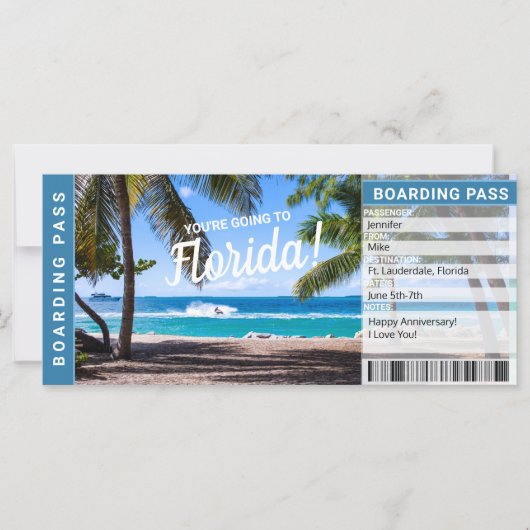 Florida Surprise Trip boarding Pass Cicket (Voorkant)