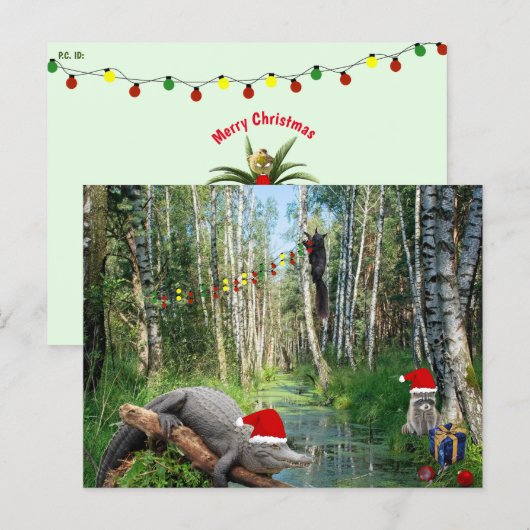 Florida Swamp Gator and Wildlife Christmas  Feestdagenkaart (Voorkant / Achterkant)