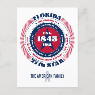 Florida, Tallahassee, FL, Patriottisch, Monogram Briefkaart