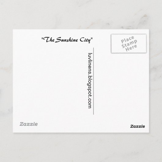 Florida, "The Sunshine City" Briefkaart (Achterkant)