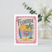 Florida The Sunshine State Retro Flamingo Beach Briefkaart (Staand voorkant)